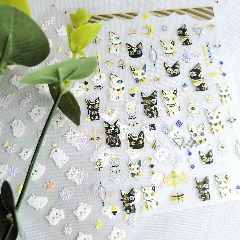 1 foglio Cat Animal New 5D Relief Nail Art Stickers decalcomanie per unghie per Manicure fashion Design accessori felici fai da te