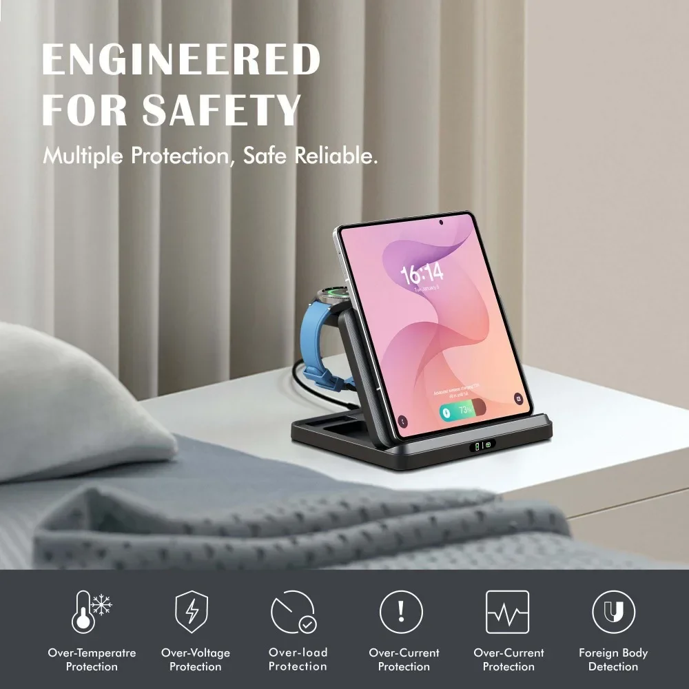 3 in 1 Foldable Wireless Charger for Samsung Z Flip/Z Fold 8 Ultra/7/6/5/ Galaxy Watch 9/8/7/6 Buds4/3 Pro Fast Charging Station