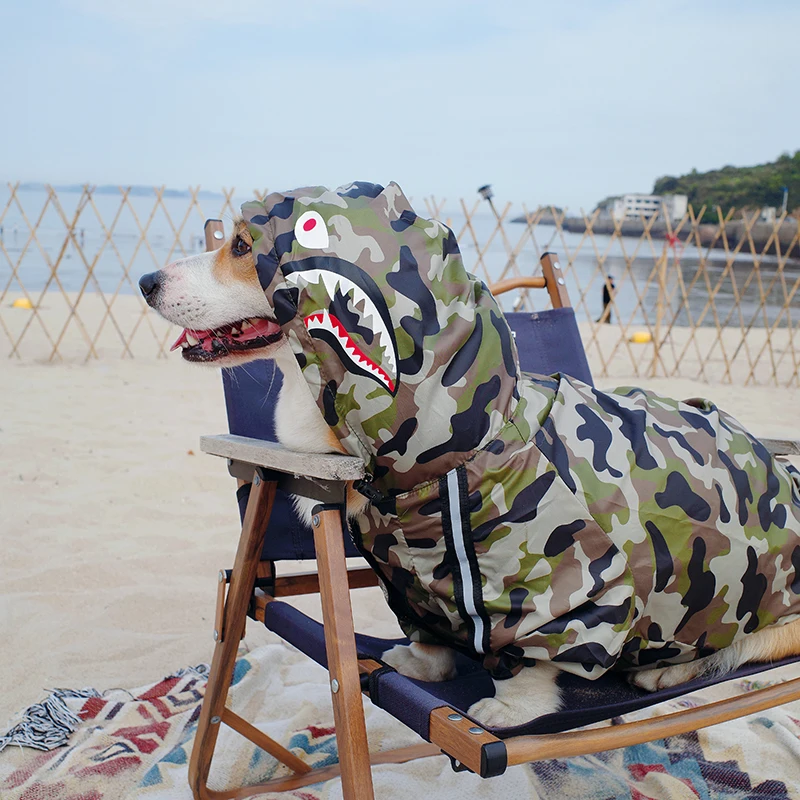 

Dogface Pet Clothes Fashion Dog Raincoat Windproof Waterproof Dog Jacket Windbreaker French Bulldog Reflective Coats Large Dogs