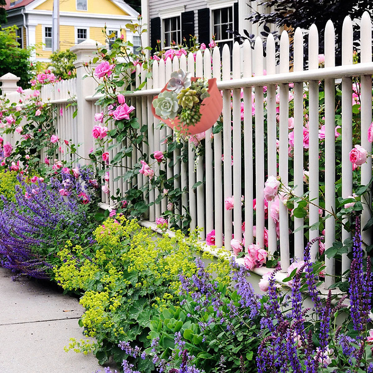 

Цветочный горшок с имитацией текстуры, полукруглый настенный монтаж для использования в помещении и на открытом воздухе, подвесной садовый декор, стеллаж для хранения