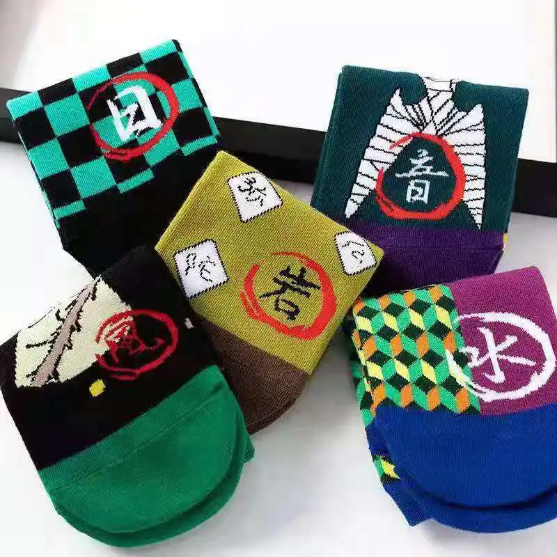 Anime Demon Slayer Kimetsu No Yaiba Sock Short Socks Cosplay Prop Cartoons Anime Kamado Tanjirou Kamado Nezuko Cotton Socks Hall