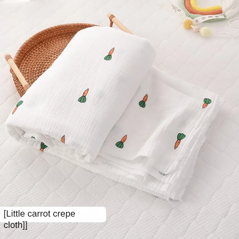 Micro Elastic Soft Double Layer Gauze Crepe Cloth 100% Cotton Fabrics Pleated By The Meter for Sewing Clothing Pajamas Opaque