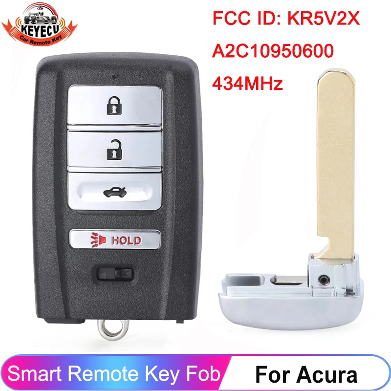 

KEYECU For Acura TLX 2018 2019 2020 2021 ILX FCC ID: KR5V2X Smart Remote Key Fob A2C10950600 4 Buttons 433.92MHz