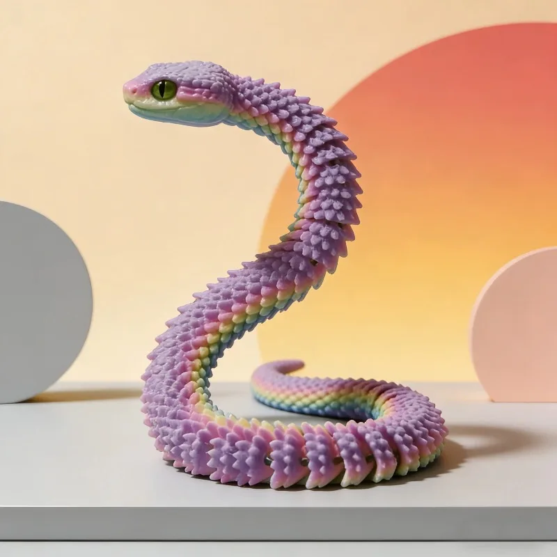 1/2 Pcs Printing A New Three-dimensional Simulation Animal Model of A Viper with Movable Joints for Children As A Gift Ornament