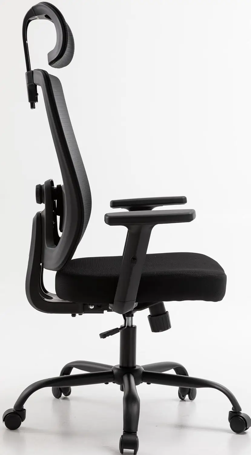 Ergonomic Office Chair with Adjustable Lumbar Support & Headrest, High-Back Mesh Computer Chairs 90-135° Tilt Lock, Executive Ch view 4