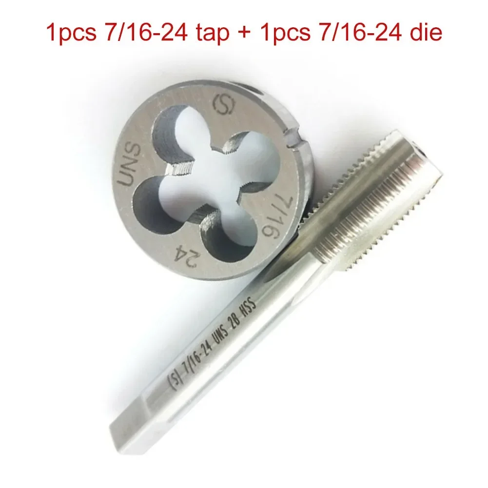 + 1pcs Right Hand Taper And Die 1pcs 7/16-24 7/16-24 Tap Die High Speed Steel Plug Tap Right Hand Silver High Quality