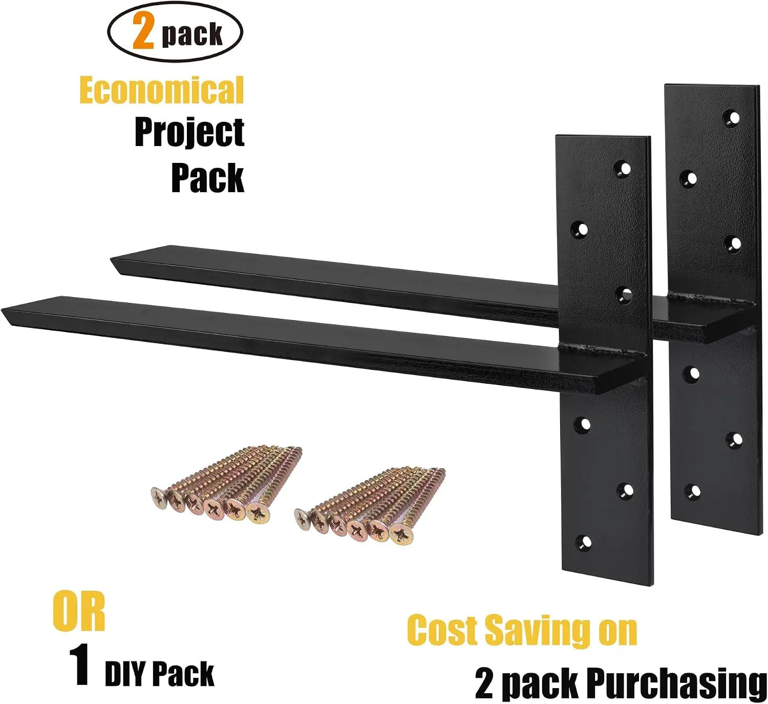 （2-Pack） Free Hanging T Shelf Bracket, Solid Heavy Duty Steel Knee Wall Hidden Granite Countertop Support Floating Bracket Hardware, Universal ,24 Inch , DIY Projects , Screws Included