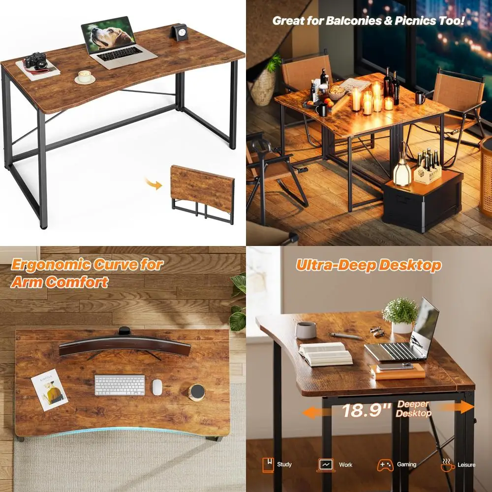 Space-Saving Foldable Desk 39.3 Inches for Small Spaces, Ideal for Home Office, Study, Bedroom, Dorm