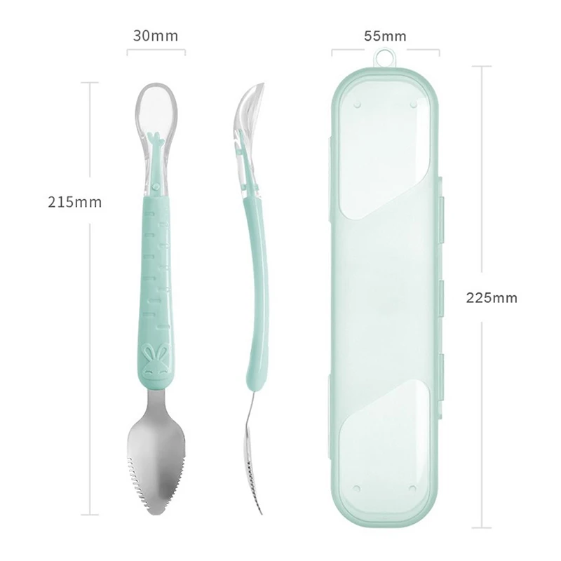 Dual Use Solid Food Feeding Spoons For Baby Silicone Soft Training Feeding Spoons for Children kids Infants Temperature Sensing