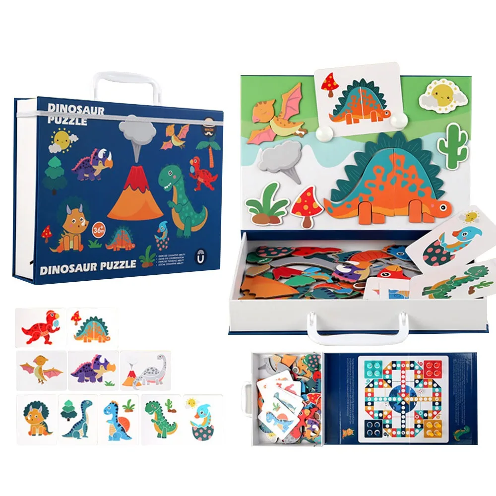 

Funny Multicolor Magnetic Dress Up Puzzles Wood DIY Magnetic Puzzle Cartoon Pattern Traffic Tool Jigsaw Puzzle Early Educational