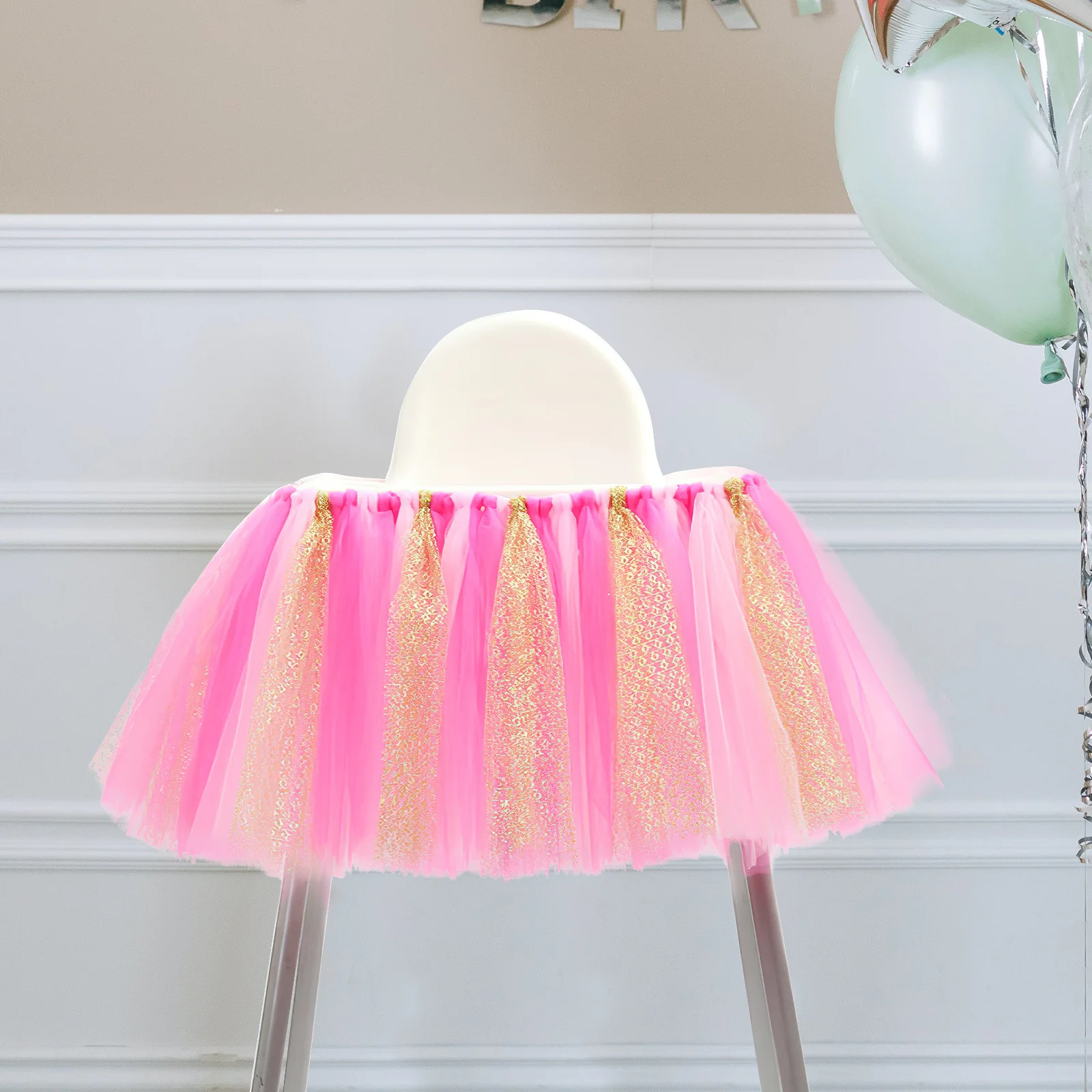 

Baby High Chair Tutu Skirt Decoration Tablecloth for Kids Party Seat Cover Elegant Chair Skirt