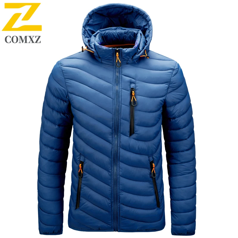 Men\'s Winter Down Jacket New Solid Color Casual Loose Plus Size Outdoor Travel Hooded Overalls Cotton Clothes Men\'s Thermal Coat