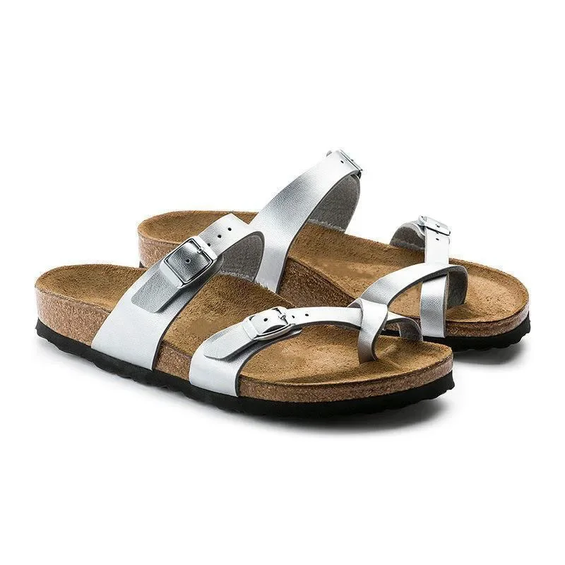 

Leather men's and women's flip-flops cork soled Roman sandals