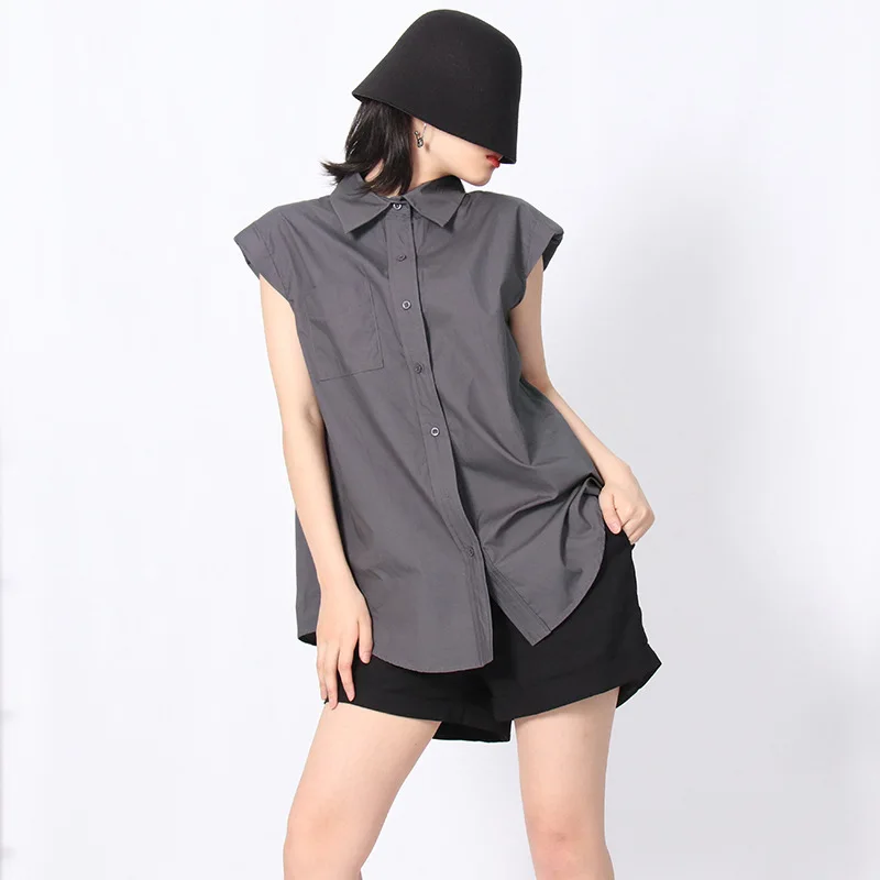 

Plain Solid Color Shirt for Women 2025 Summer New Simple Trendy Loose Slimming Vest Single-Breasted Cardigan Top