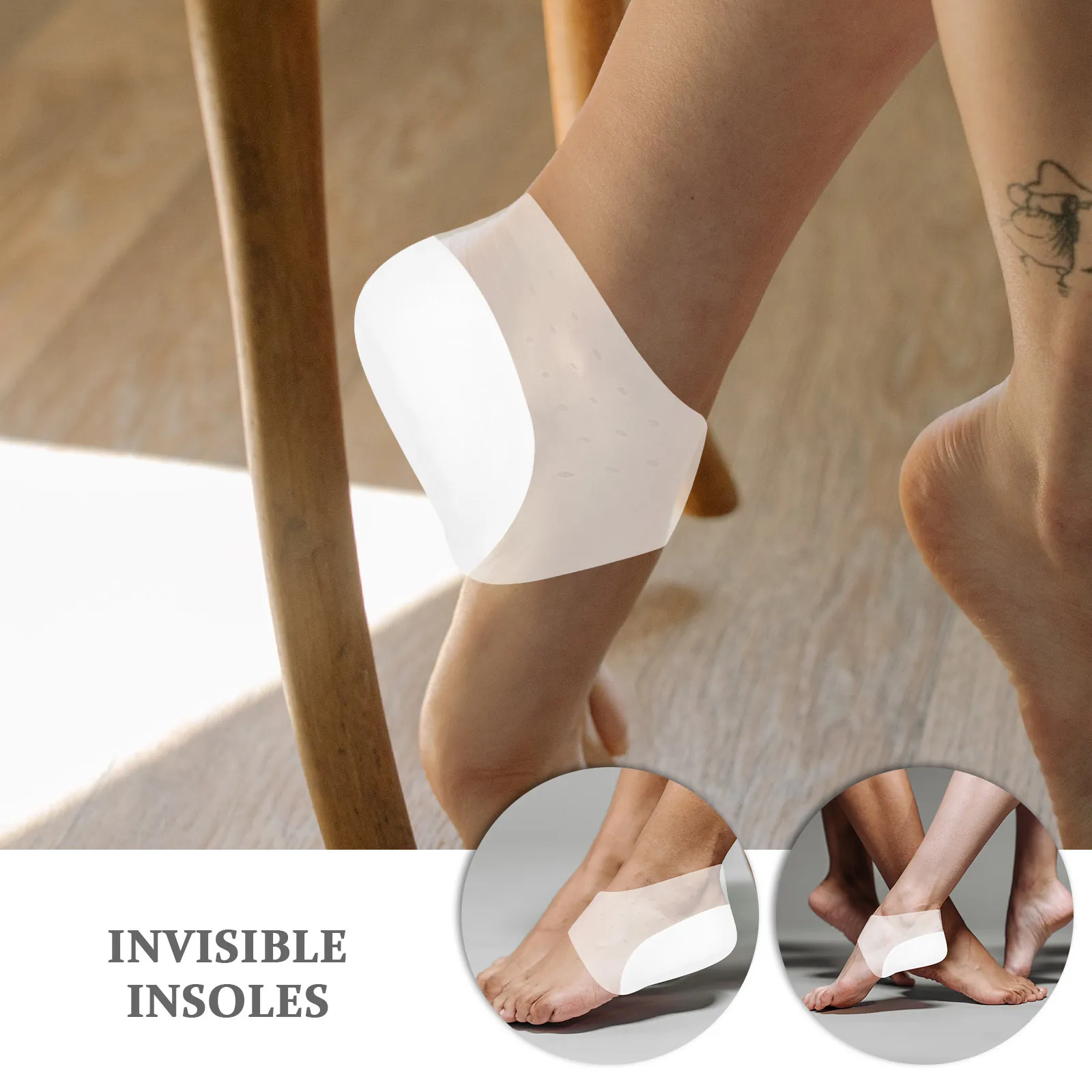 

Silicone Heighten Heel Pads Cover Invisible Height Increase Insole Inside Heel Lift Inserts Ideal for Sneakers Boots Shoes 4Cm