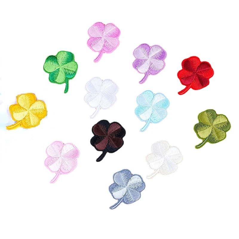 

100pcs/Lot Luxury Four Leaf Clover Lucky Plant Embroidery Patch Shirt Bag Clothing Decoration Accessory Craft Diy Applique