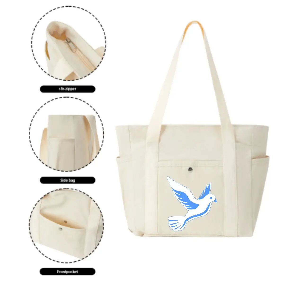 Blue Peace Dove Ilustration Bolso de hombro unisex con múltiples bolsillos Bolso cruzado versátil minimalista