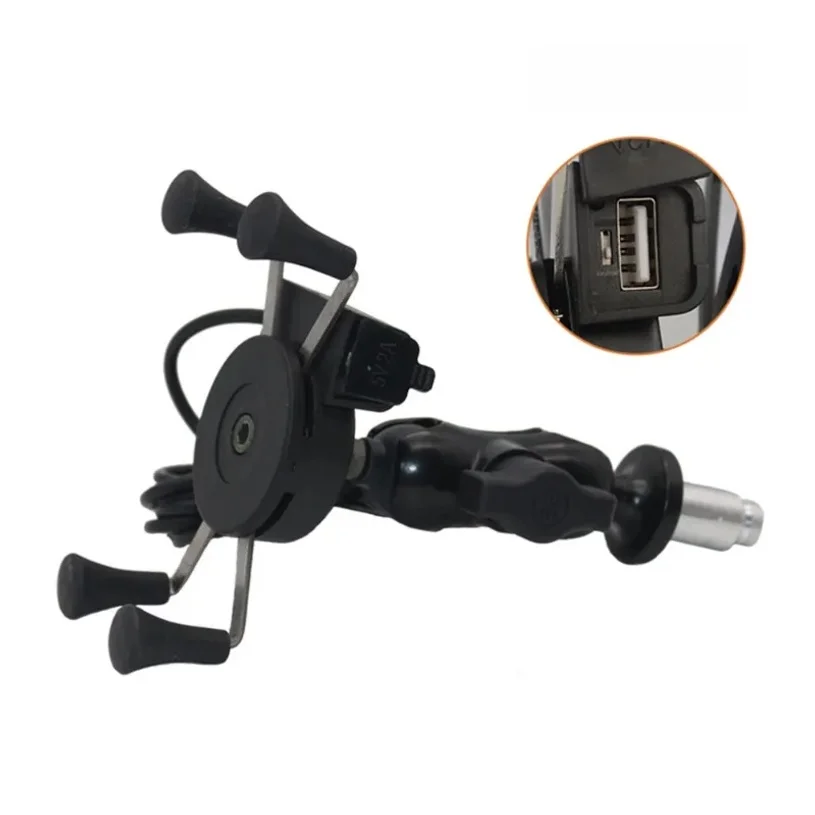 Motorcycle Phone Holder Fork Stem Mount GPS Navigation Bracket with USB Charger for BMW F900XR Yamaha Tenere700 Cellphone Stand