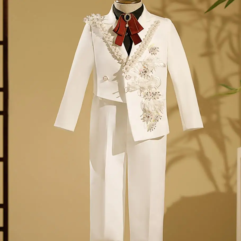 Elegant Beaded Design Performance Suit for Children – Perfect for Weddings and Parties