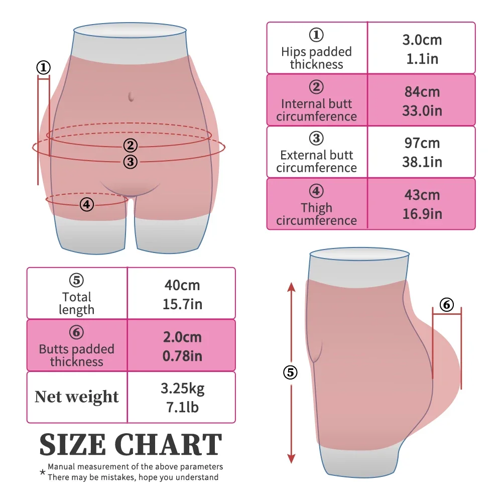 Silicone Realistic Big Hips Padded 3cm and 2cm Butts Paddding Soft Female High Waist Shapewear for Women Buttocks Enhancing