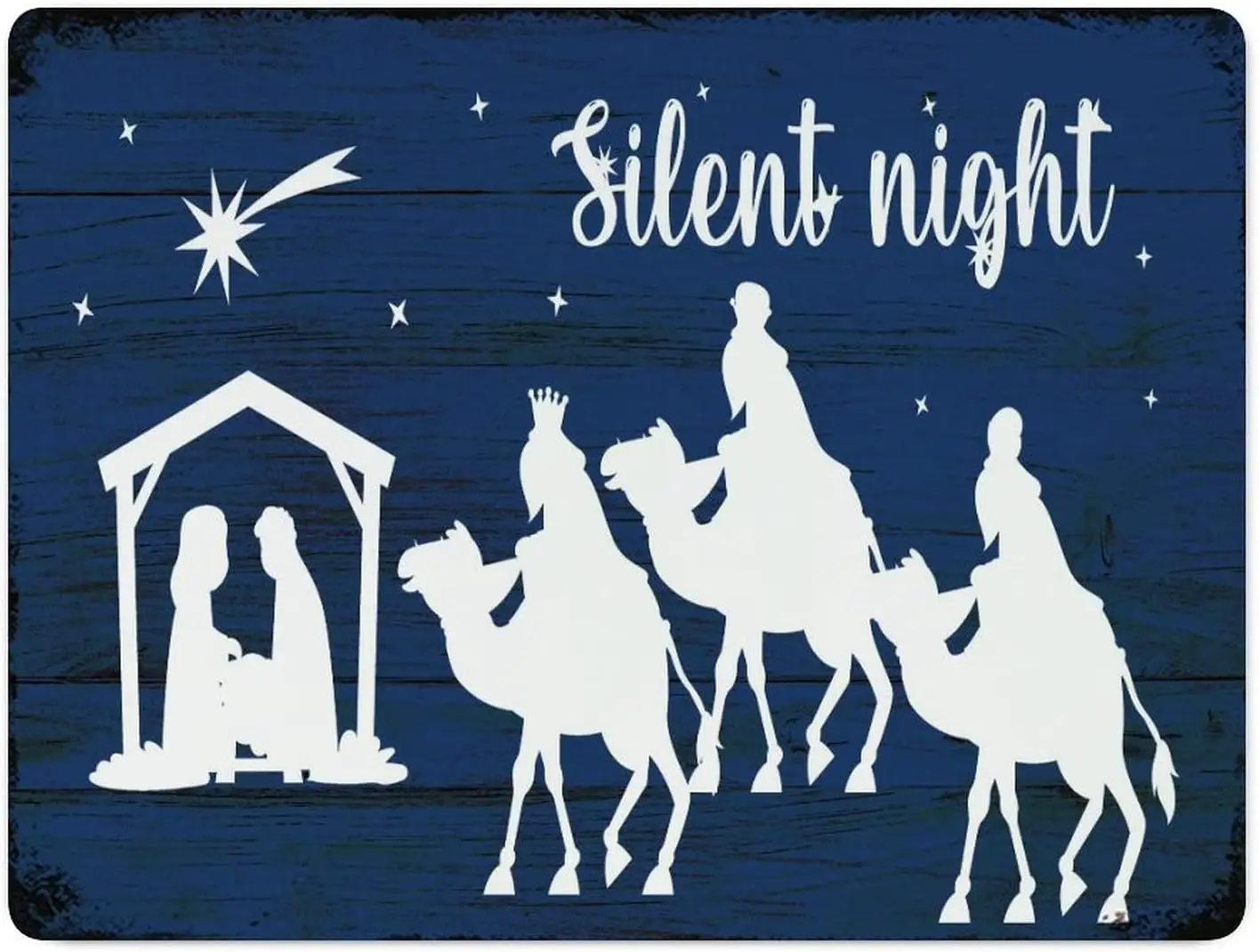 Silent Night Metal Sign Family Wall Art Vintage Style Tin Signs Christmas Nativity Wall Art Iron Poster Painting Funny Bathroom