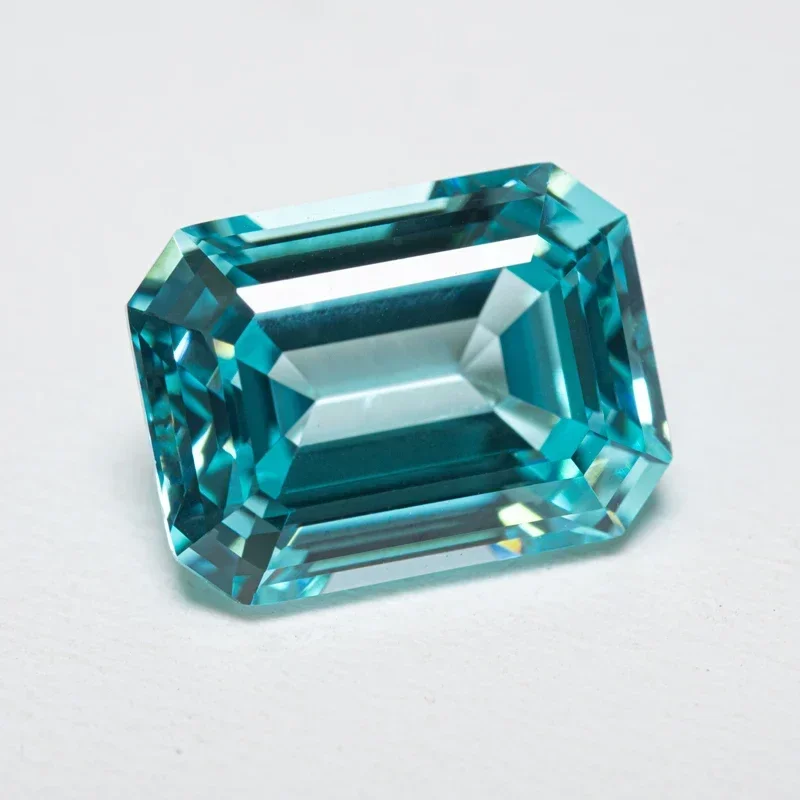 Lab Grown Paraiba VVS1 Emerald Cut Beads Charms for DIY Jewelry Making Necklace Earrings Materials Selectable AGL Certificate