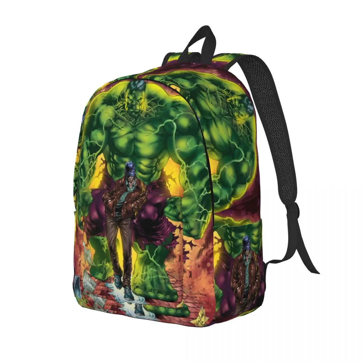 Custom World  Hulk Canvas Backpack for Men Women Waterproof College School Bag Print Bookbags