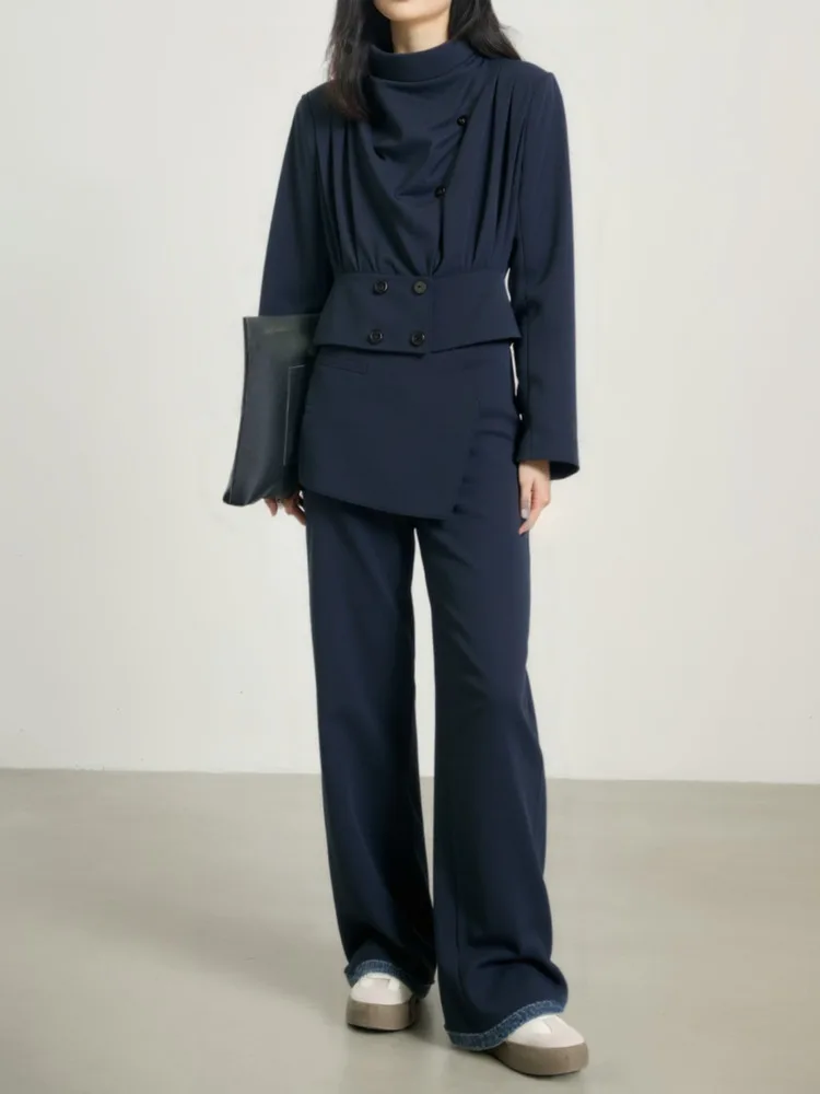 KWTX ผู้หญิง 2 ชิ้นชุดลําลองไม่สม่ําเสมอเสื้อกางเกงขากว้าง Vintage Luxury Designer คุณภาพสูงฤดูใบไม้ผลิฤดูร้อน 2025