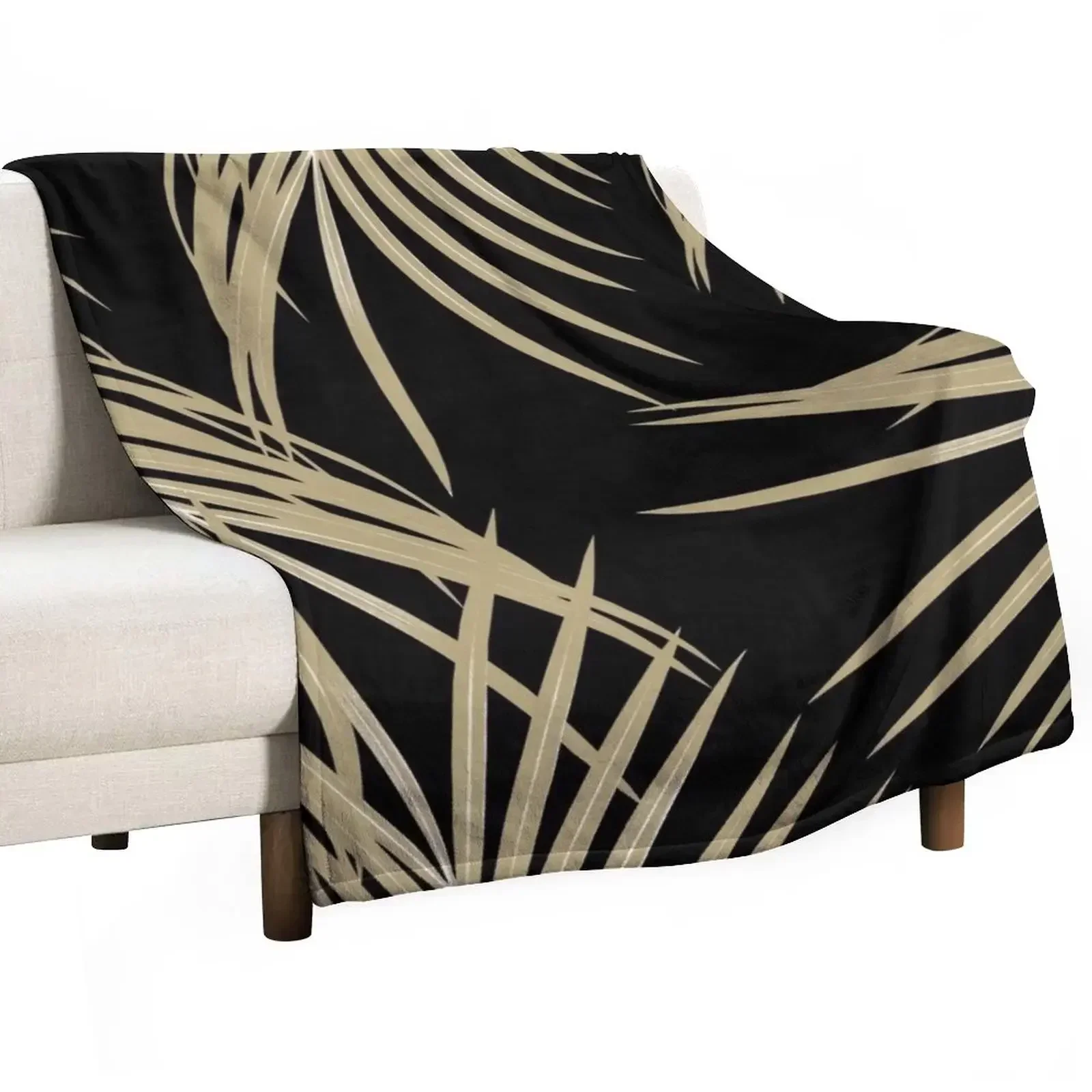 Gold Palm Leaves Dream #2 #tropical #decor #art Throw Blanket sofa bed heavy to sleep Hairy Comforter Blankets