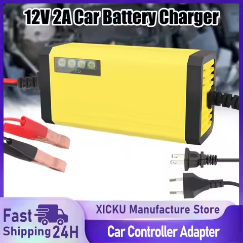 12V 2A Car Battery Charger 220V Power Puls Repair Charger Wet Dry Lead Acid Battery LED Display Moto Truck Battery Resolver