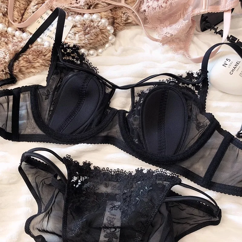 حمالة صدر مثيرة للتخسيس من الدانتيل الفرنسي للصدر الكبير مع حلقات فولاذية وحزام أذن أرنب ملابس داخلية لرفع وتقليل المظهر #1