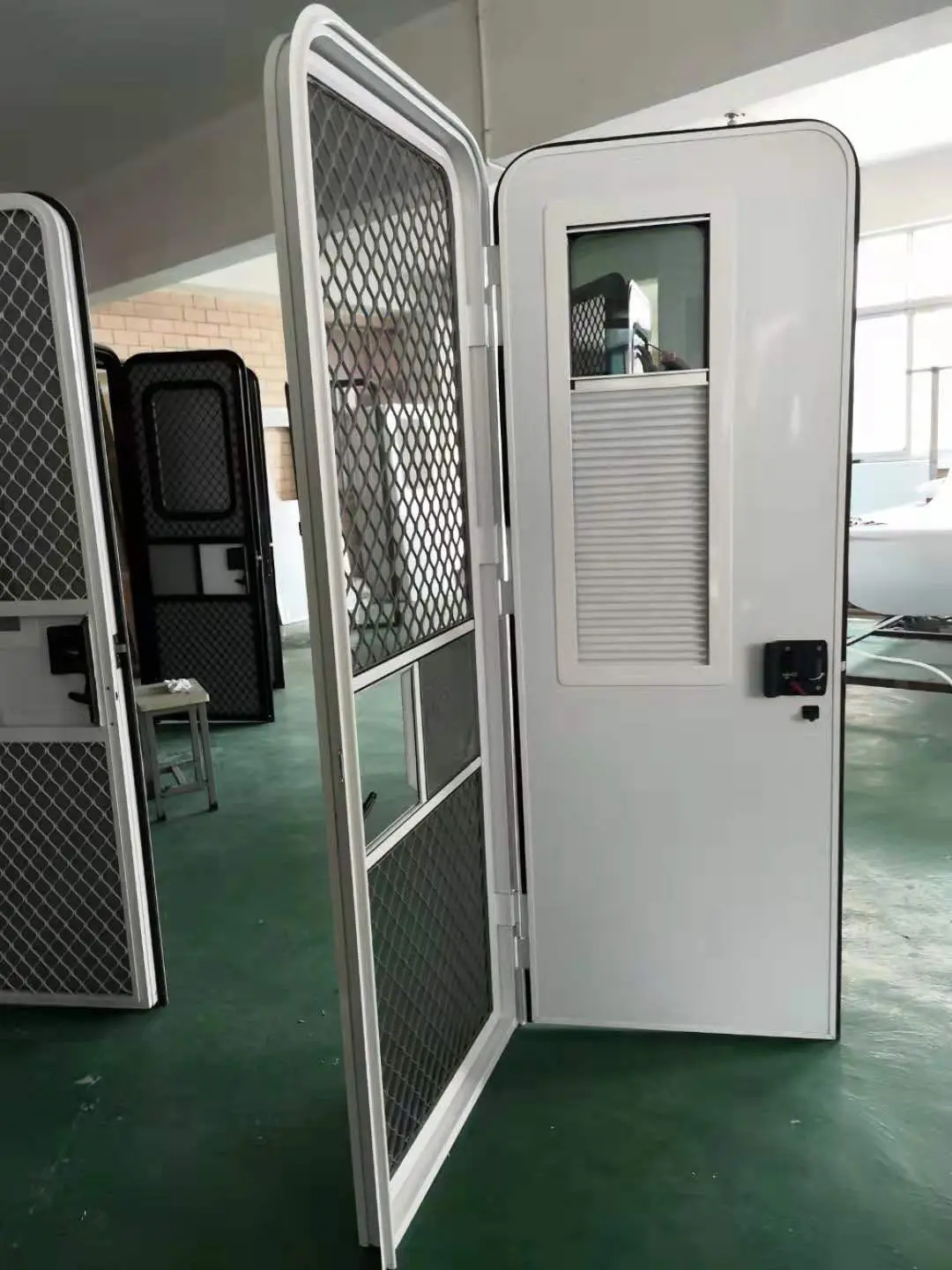 RV Door with Garbage Can and Screen for caravan Camper Teardrop Trailer