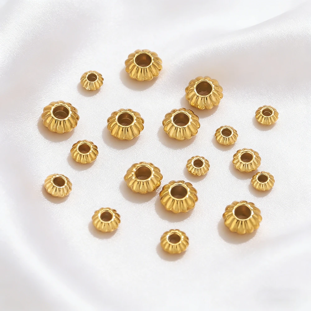 10 Stück 5/6/7mm Edelstahl Gänseblümchen-Abstandshalterperlen, vergoldet, lose Perlenkappen für DIY-Nadelarbeit, Schmuckherstellung, Armbänder