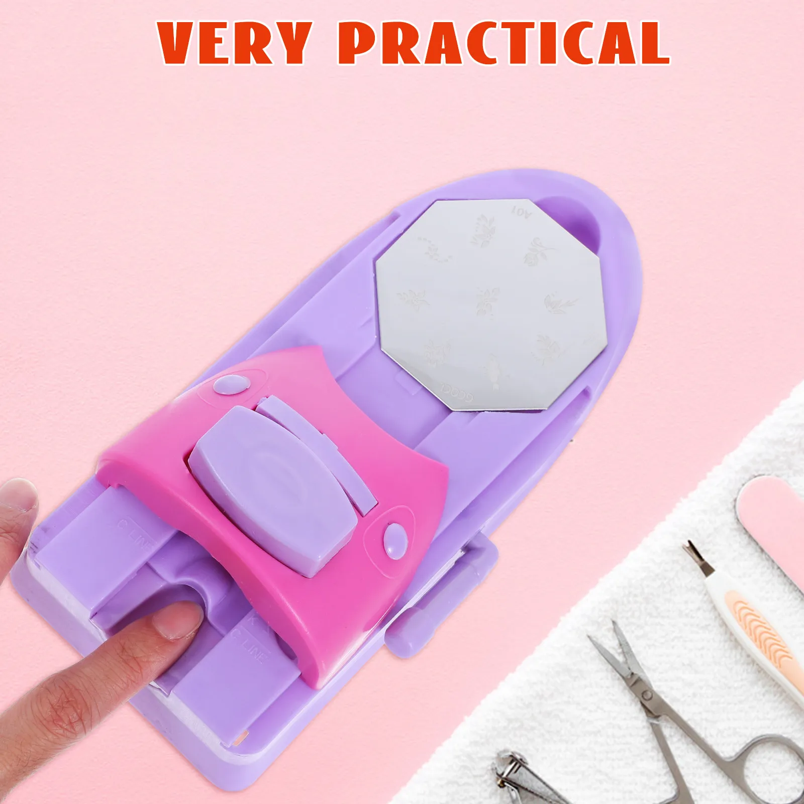 

Набор для стемпинга ногтей: Фиолетовый аппарат для печати дизайнов, трафареты для френча, гель-лак, американские трафареты, инструменты для маникюра