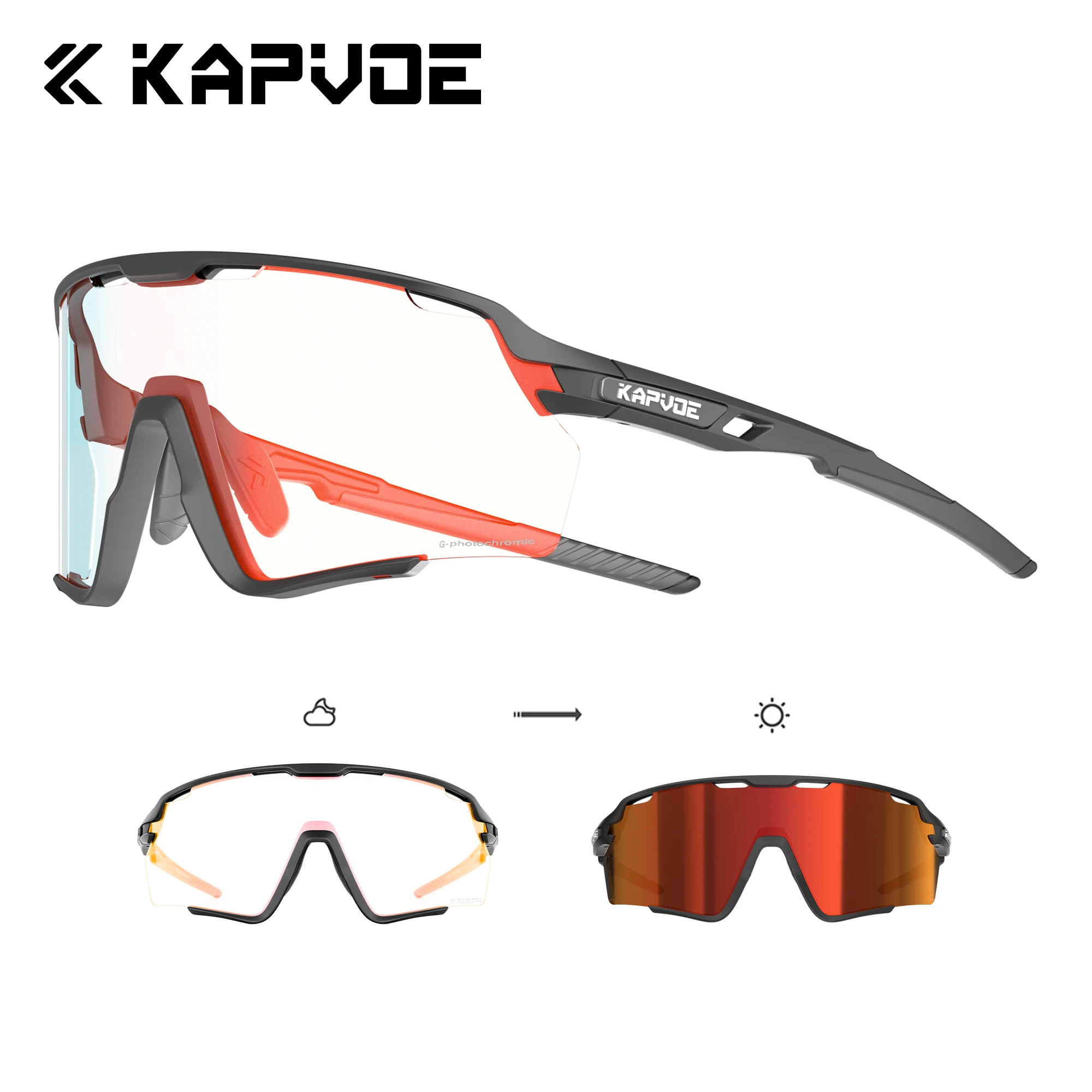

Kapvoe Photochromic Cycling Glasses Silver Lens Sunglasses Multi Color Men Women Bike Outdoor Eyewear Riding Driving Running