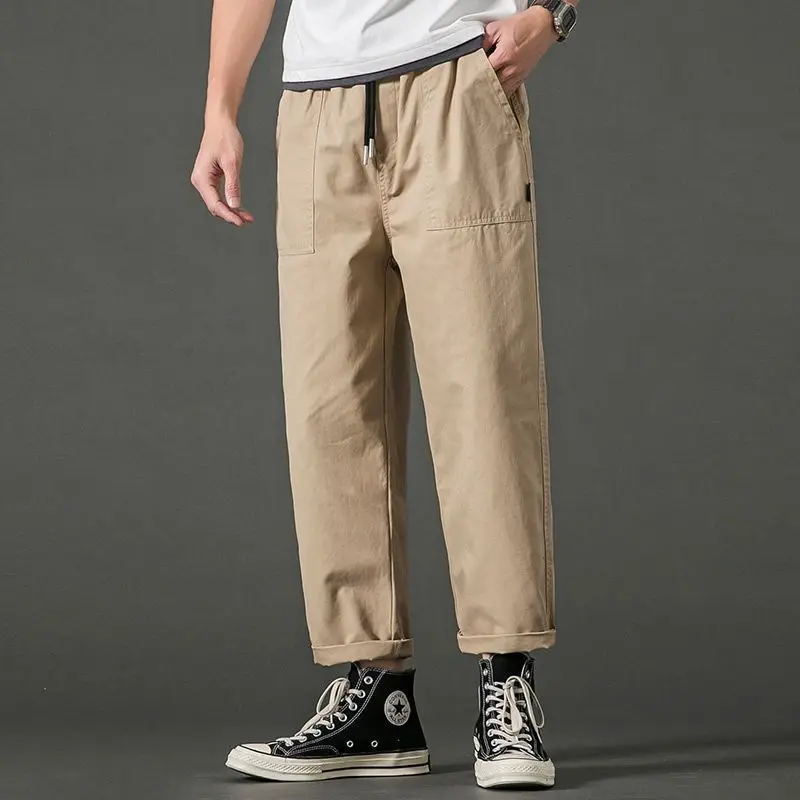 Winter KPOP Fashion Style Harajuku Slim Fit Trousers Loose All Match Plush Casual Pants Pockets Straight Cylinder Cropped Pants