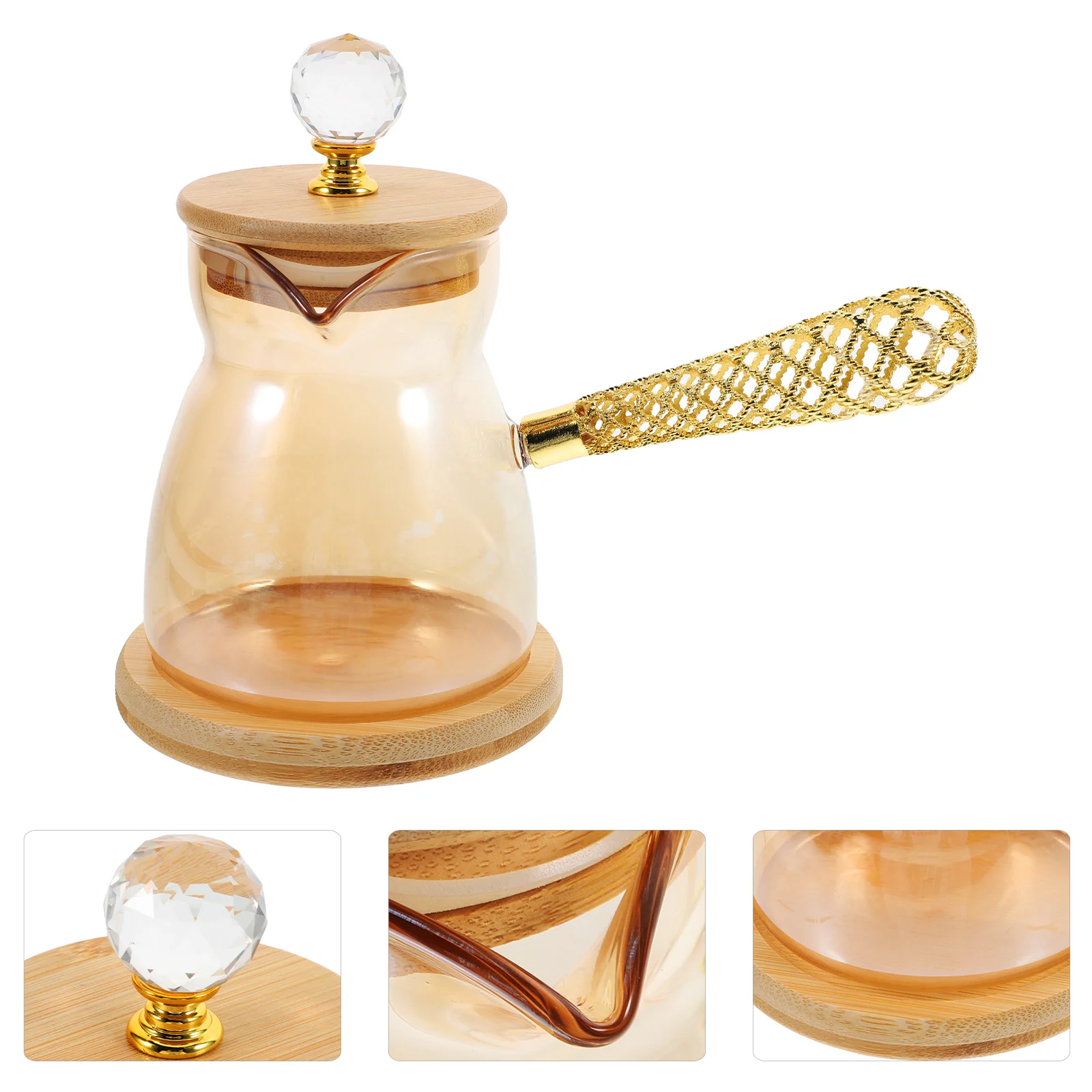 

Vintage Style Heat-Resistant Glass Coffee Teapot Long Handle Easy Pouring Tea Kettle Home Kitchen Decor Stylish Beverage Maker