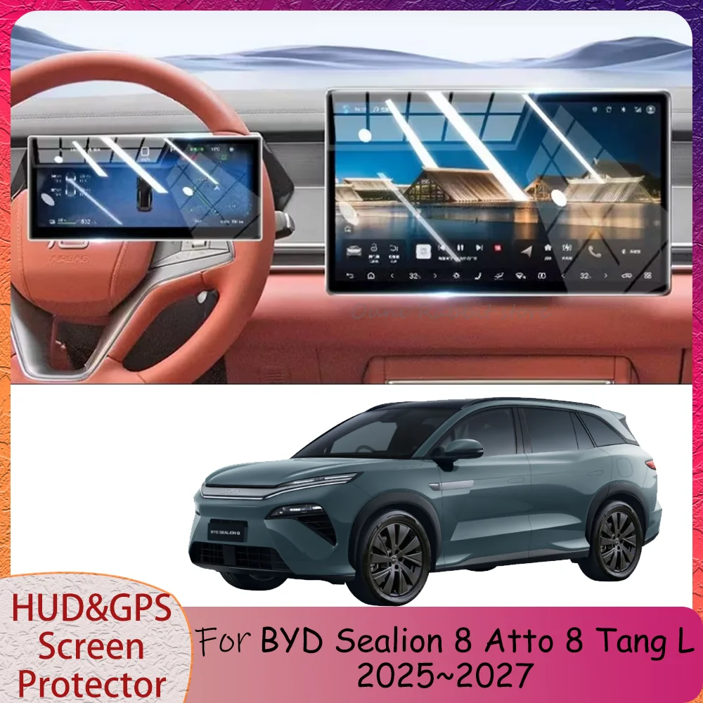 For BYD Sealion 8 Atto 8 Tang L 2025~2027 2026 Car Central Control Instrument GPS Tempered Film Anti-scratch Interior Accessorie