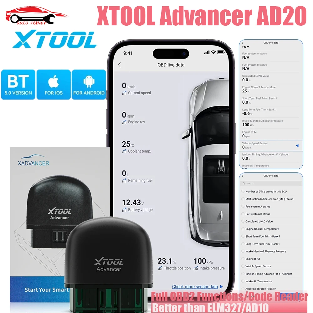 2023 XTOOL Advancer AD20 OBD2 Scanner Code Reader For Android/IOS Full Function Bluetooth Diagnostic Tool Better than ELM327AD10