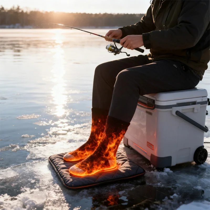جوارب شتوية حرارية ساخنة مع صندوق بطارية، جهاز تدفئة القدمين الكهربائي، آمن للرجال والنساء، جوارب تدفئة خارجية للمشي لمسافات طويلة والتزلج