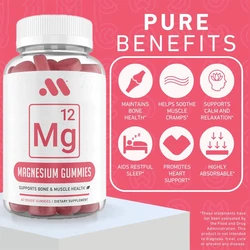 Magnesium gummies magnesium citrate relieve stress, spasm defense, and recovery. 60 high bioavailability vegetarian gummies.