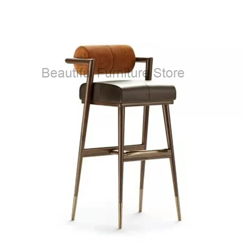 

Semi-bar Nordic Reception Desk Bar Stools Maste Luxury Living Room Bar Stool Manicure with Backrest Taburetes De Bar Home SY50GM