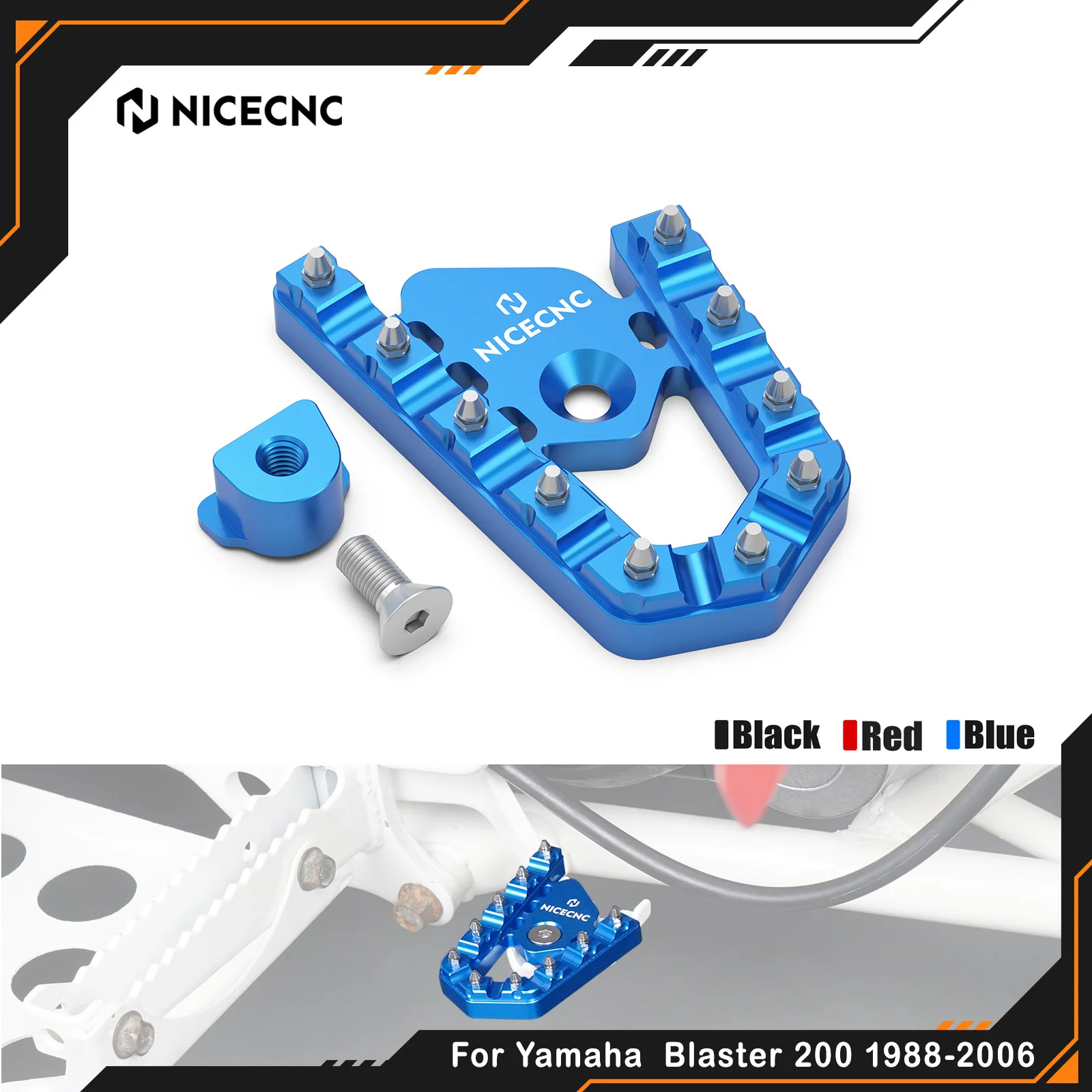 NICECNC ATV Anti-slip Rear Brake Pedal Extender For Yamaha Blaster 200 YFS200 1988-2006 Enlarged Pedal Aluminum & Steel