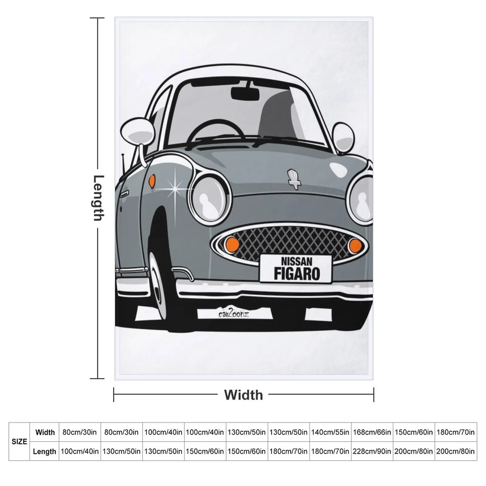 Nissan Figaro caricature - lapis grey Throw Blanket Single funny gift Thermal Blankets