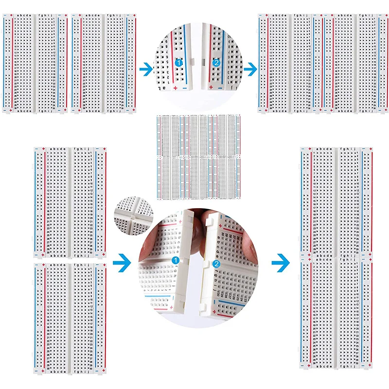 MB102 400 830 Tie Points Solderless PCB Breadboard Jumper Wire Dupont Line DIY Mini Test Protoboard Kit