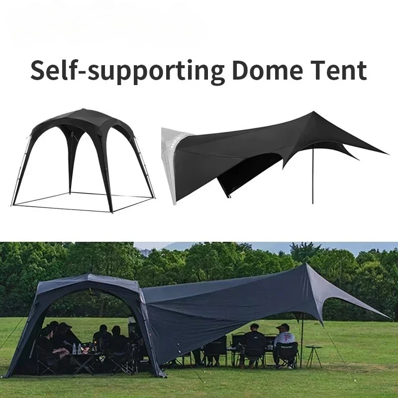 Travel Family Automatic Dome Tent Self-Supporting Quick Open Black Coating Outdoor Camping Canopy Deployable Tarpaulin