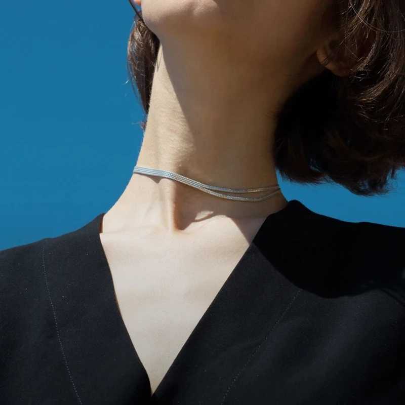 

Brass With 925 Sterling Silver Wrap Choker Necklace Women Jewelry Runway Designer T Show Party Gown Gothic Glam Japan Ins