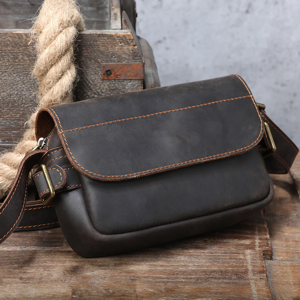 S.WORKER Vintage-Umhängetasche aus Vollnarbenleder für Herren | Umhängetasche aus Used-Leder – Detail 10