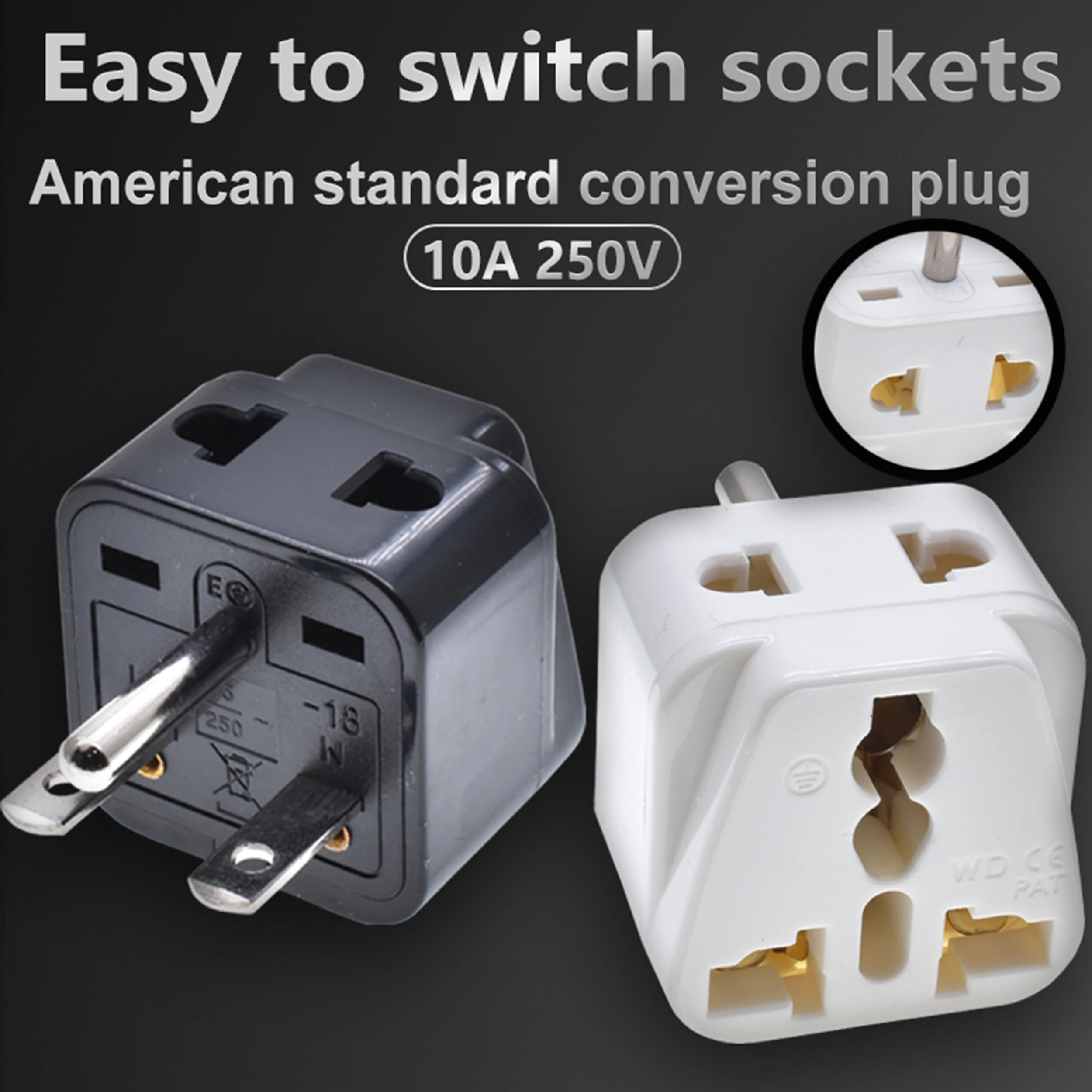 Universal World to North American NEMA 6-15P US 2IN1 15A250V Electrical Plug Adapter convert AU/EU/UK/US/China/Japan Travel plug