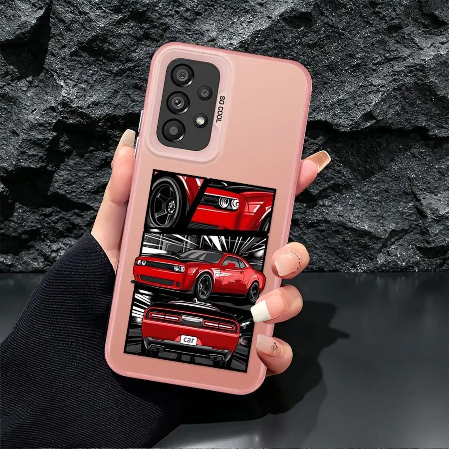 Case for Samsung Galaxy A06 A07 A04 A05 A54 A51 A52 A71 A50 A72 A56 A03 A10 A20 Back Phone Cover Muscle Car Cartoon view 6